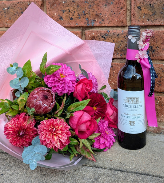 Florist's Bouquet & Local Bottle of Wine Gifting Bundle